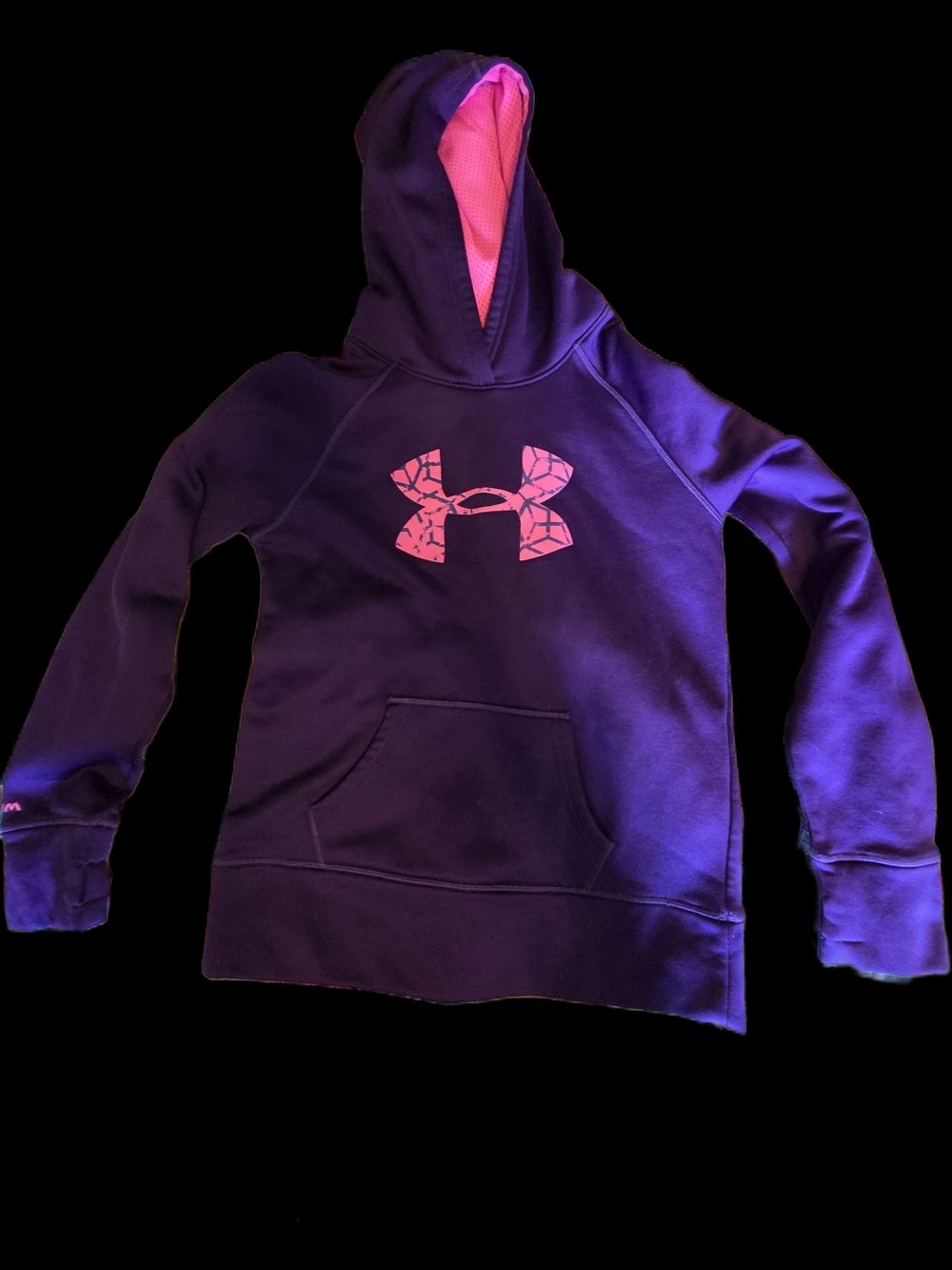 Under Armour Girls Purple Hoodie with Pink Logo & Lined Hood